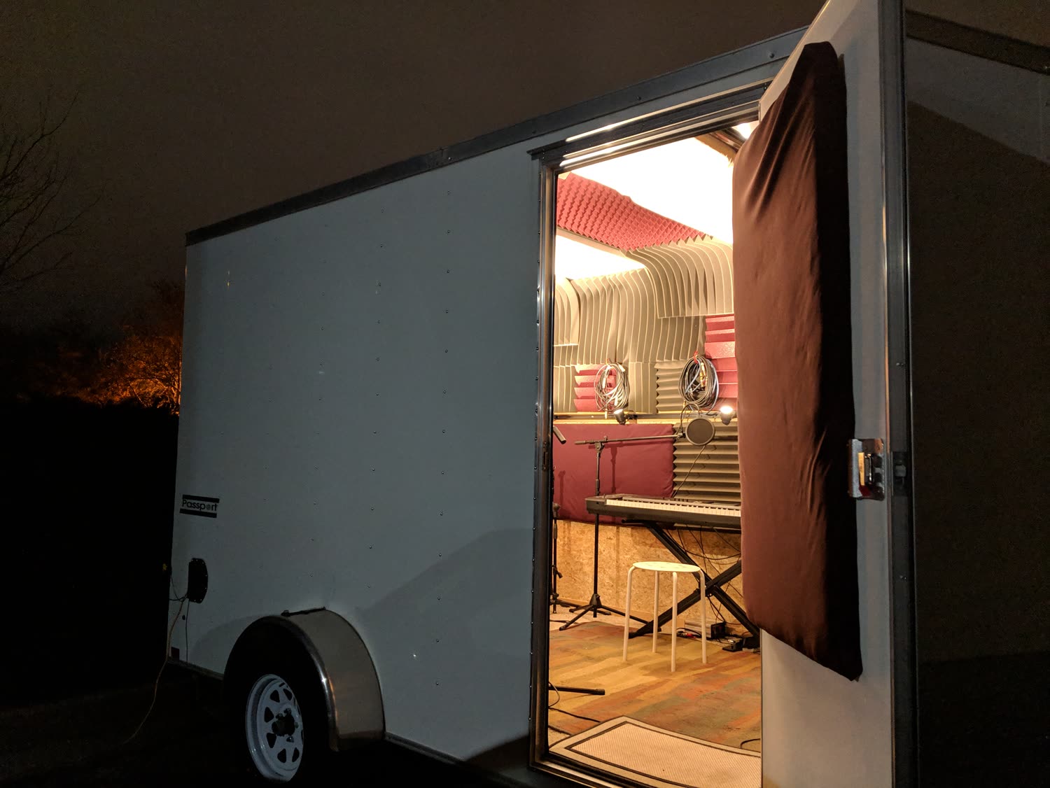 Inside the first Audio House studio, built in a small trailer